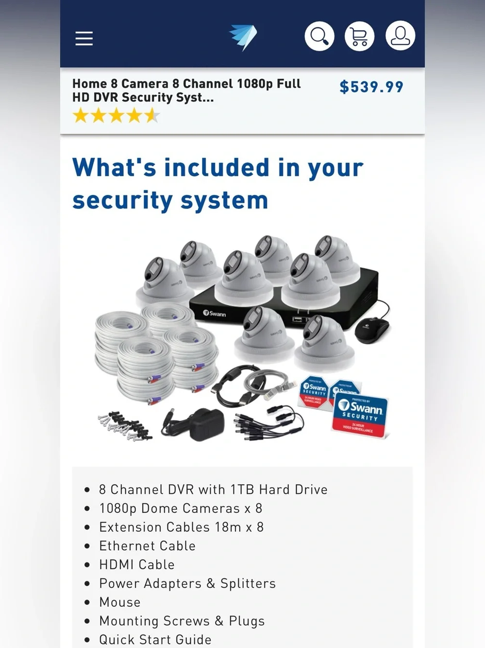 Swann 8 Camera 8 Channel DVR System NEW